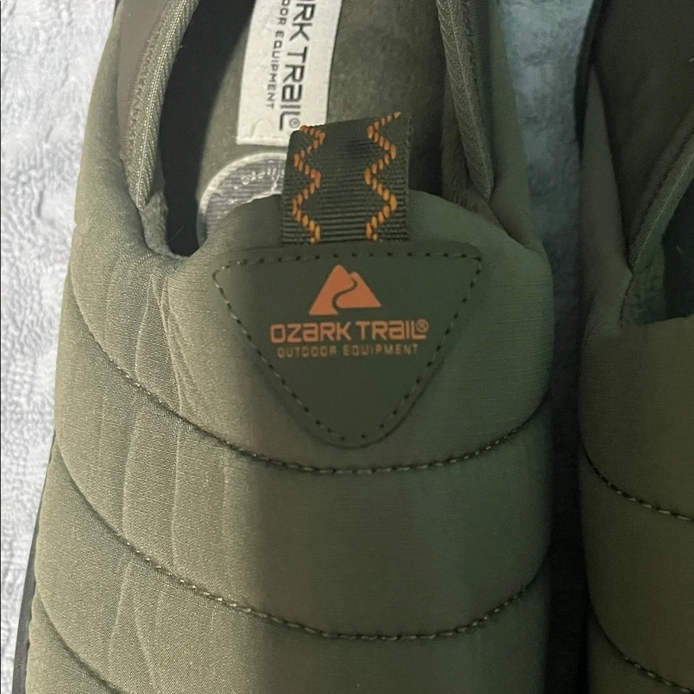 Ozark Trail Puffer Slippers in olive green